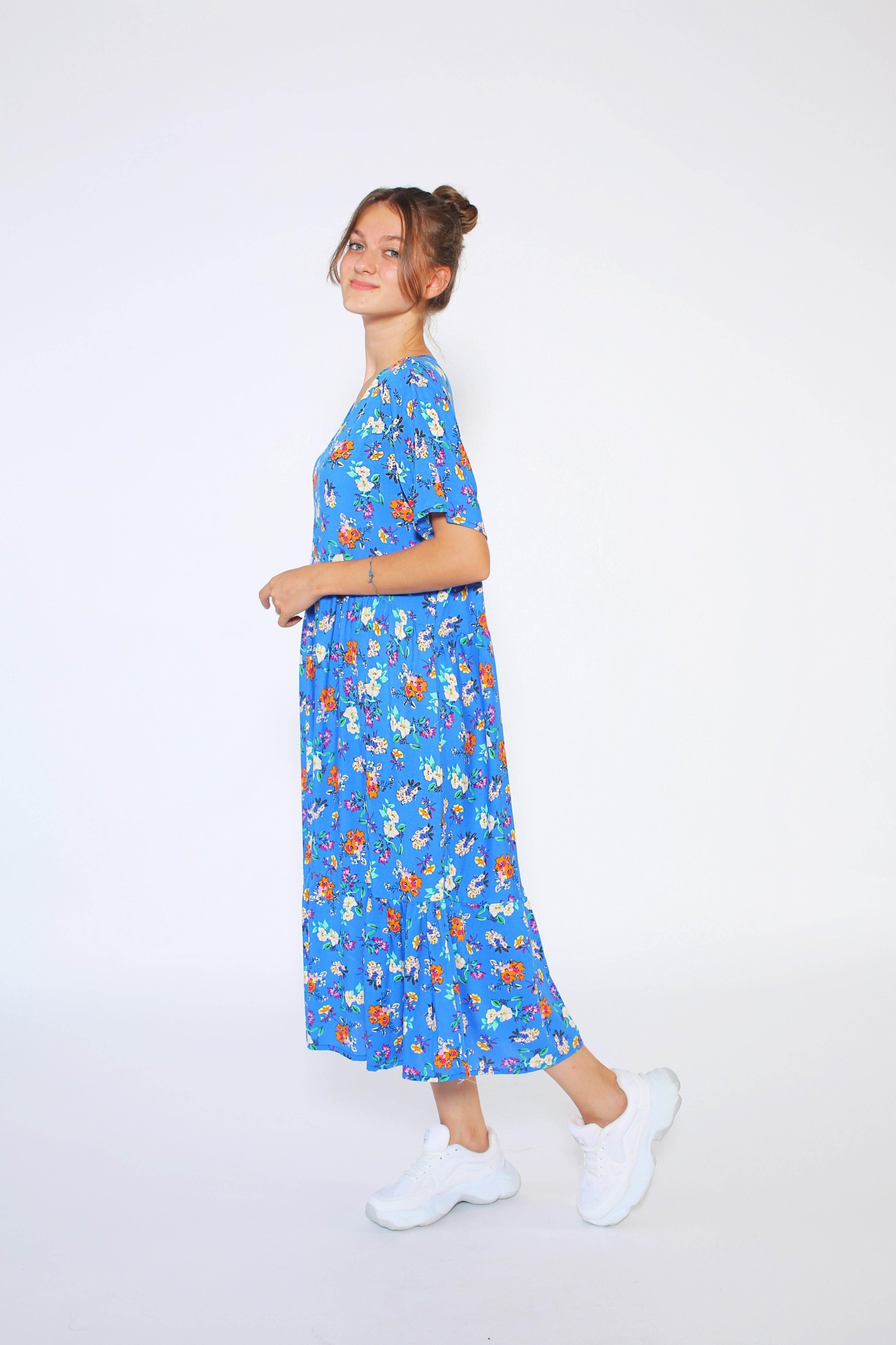 mavi çiçekli elbise22