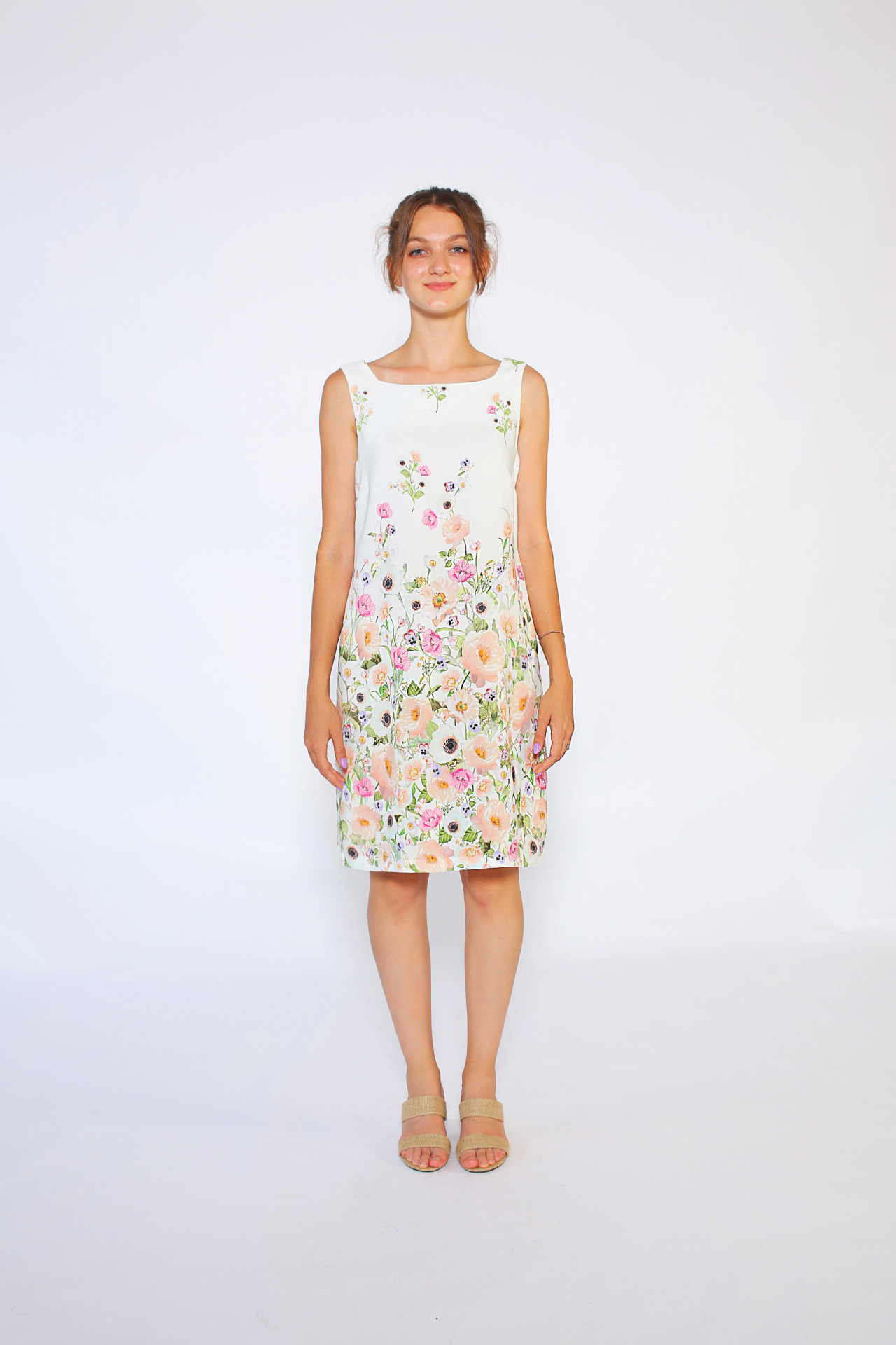 pembe çiçekli kalem elbise1-2